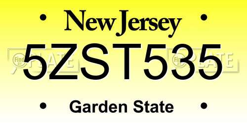 5ZST535 New Jersey License Plate