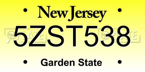 5ZST538 New Jersey License Plate
