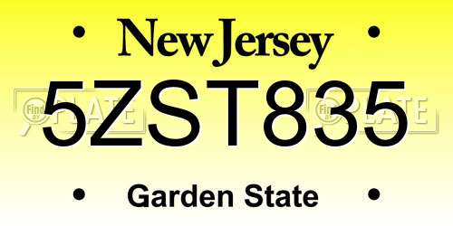 5ZST835 New Jersey License Plate