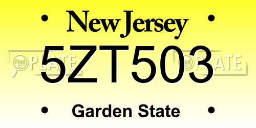 5ZT503 New Jersey License Plate
