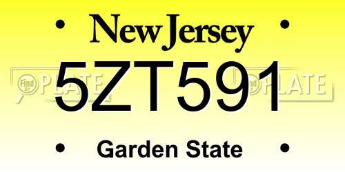 5ZT591 New Jersey License Plate