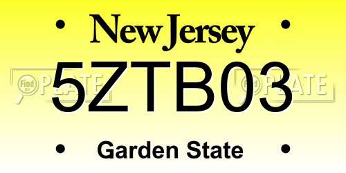 5ZTB03 New Jersey License Plate