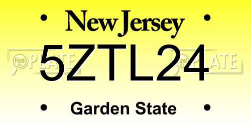 5ZTL24 New Jersey License Plate