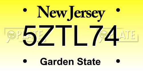 5ZTL74 New Jersey License Plate