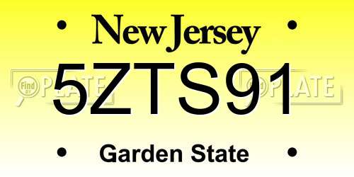5ZTS91 New Jersey License Plate