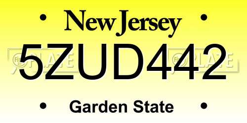 5ZUD442 New Jersey License Plate