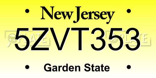 5ZVT353 New Jersey License Plate