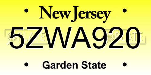 5ZWA920 New Jersey License Plate