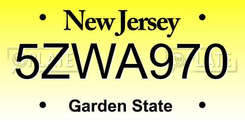 5ZWA970 New Jersey License Plate