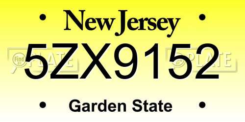5ZX9152 New Jersey License Plate