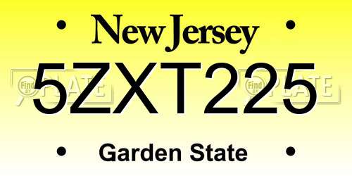 5ZXT225 New Jersey License Plate