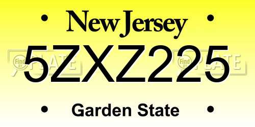 5ZXZ225 New Jersey License Plate