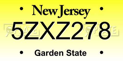 5ZXZ278 New Jersey License Plate