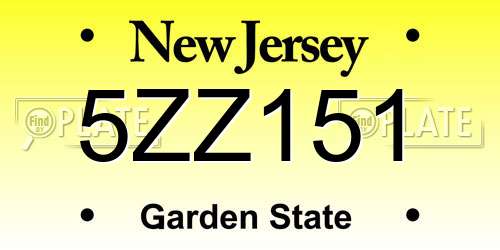 5ZZ151 New Jersey License Plate