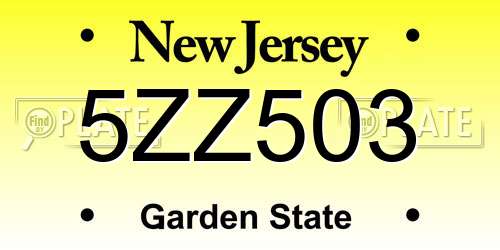 5ZZ503 New Jersey License Plate