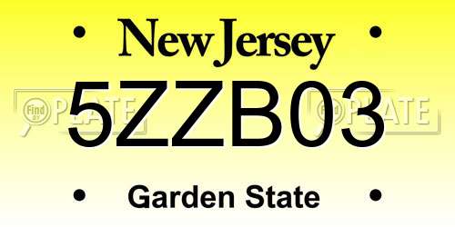 5ZZB03 New Jersey License Plate