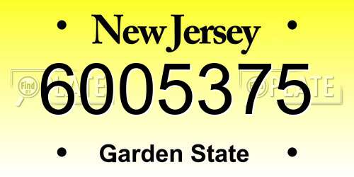 6005375 New Jersey License Plate