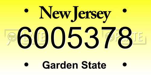 6005378 New Jersey License Plate
