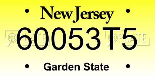 60053T5 New Jersey License Plate