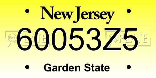 60053Z5 New Jersey License Plate