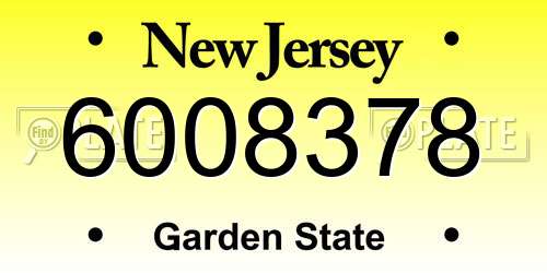 6008378 New Jersey License Plate