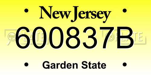 600837B New Jersey License Plate