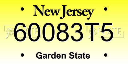 60083T5 New Jersey License Plate