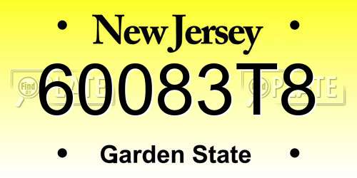 60083T8 New Jersey License Plate
