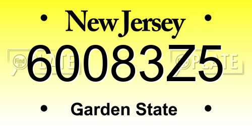 60083Z5 New Jersey License Plate