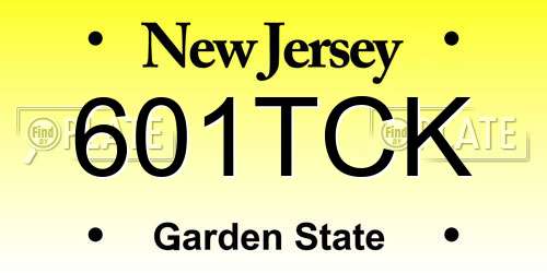 601TCK New Jersey License Plate