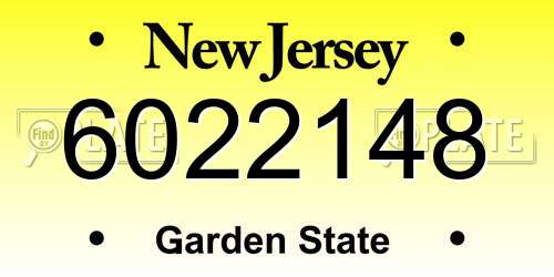 6022148 New Jersey License Plate