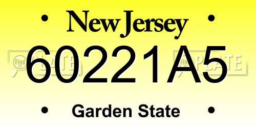 60221A5 New Jersey License Plate