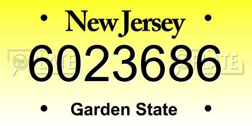 6023686 New Jersey License Plate