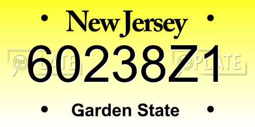 60238Z1 New Jersey License Plate
