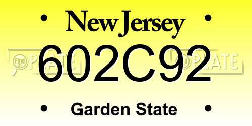 602C92 New Jersey License Plate
