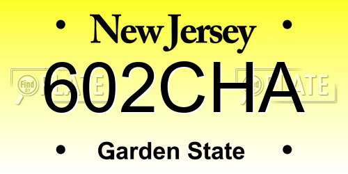 602CHA New Jersey License Plate