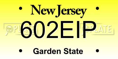 602EIP New Jersey License Plate