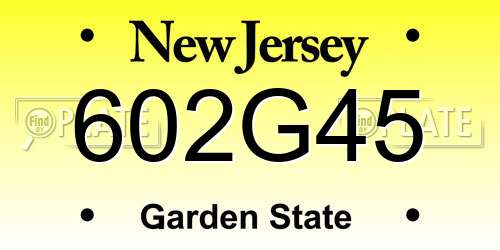 602G45 New Jersey License Plate