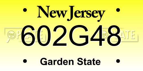 602G48 New Jersey License Plate