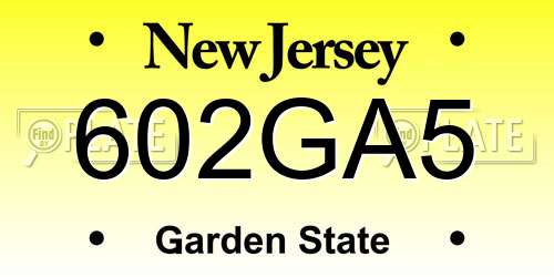 602GA5 New Jersey License Plate