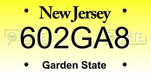 602GA8 New Jersey License Plate
