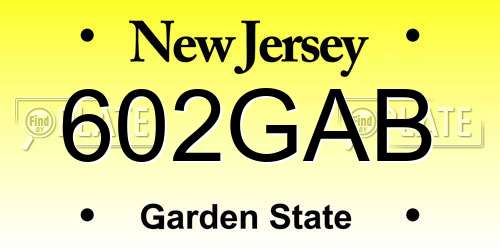 602GAB New Jersey License Plate