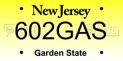 602GAS New Jersey License Plate