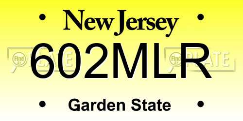 602MLR New Jersey License Plate