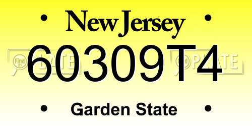 60309T4 New Jersey License Plate