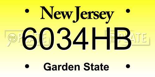 6034HB New Jersey License Plate