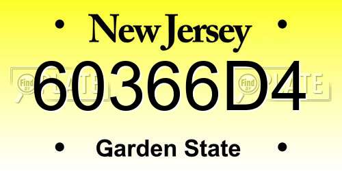 60366D4 New Jersey License Plate