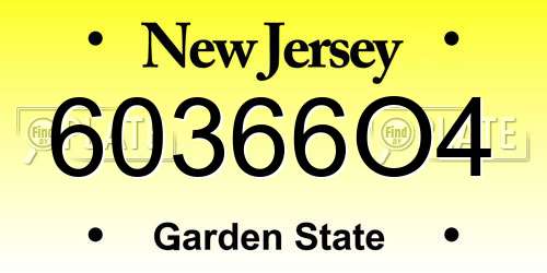 60366O4 New Jersey License Plate