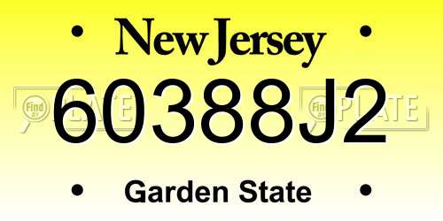 60388J2 New Jersey License Plate
