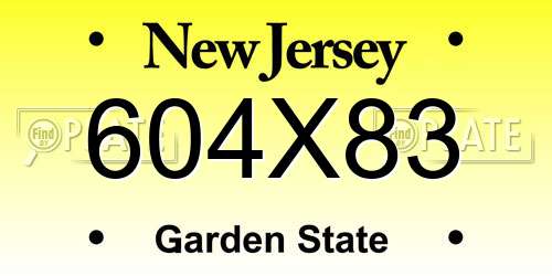 604X83 New Jersey License Plate